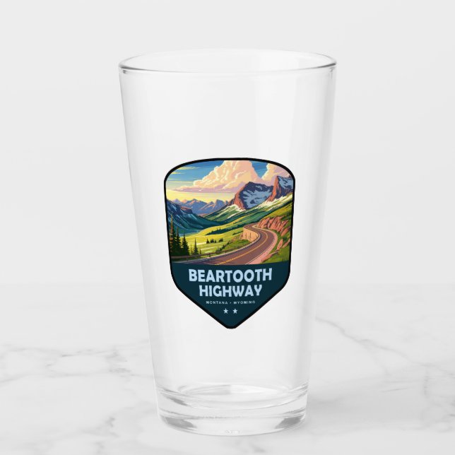 Copo De Pint Estrada Beartooth Montana Wyoming Shield (Frente)