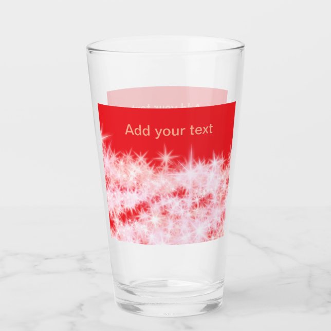 Copo De Pint Estrelas brilhantes cor-de-rosa vermelho simples a (Frente)