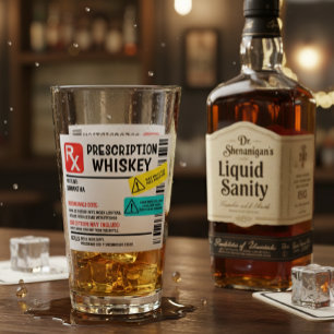 Copo De Pint Etiqueta de Aviso Personalizado Whiskey com Prescr
