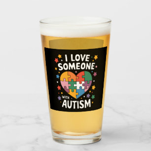 Copo De Pint Eu Amo Alguém Com Autismo Conscientização Autista