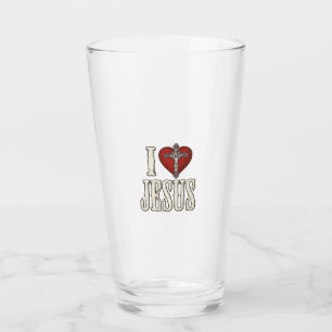 Copo De Pint Eu Amo Jesus Desenho de Camisa de Fé com Gravação