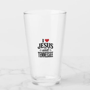 Copo De Pint Eu Amo Jesus e Tennessee Vintage Desenho Cristão