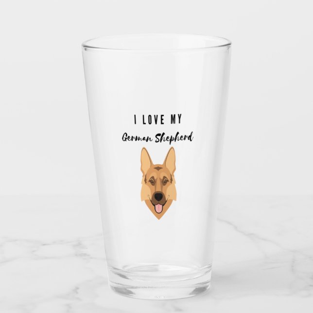 Copo De Pint Eu Amo Meu German shepherd (Frente)