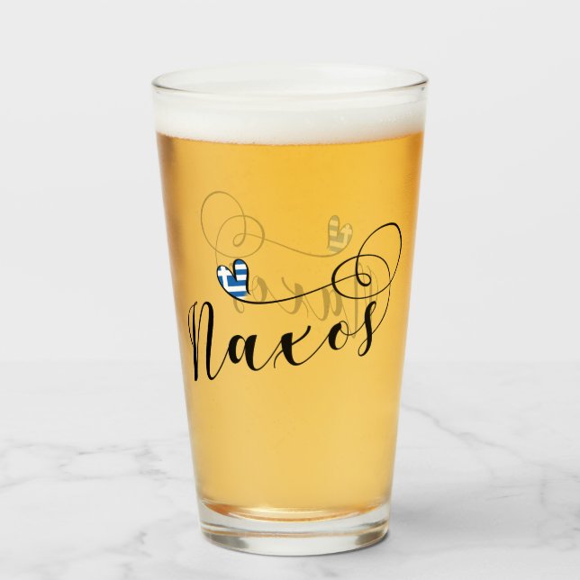 Copo De Pint Eu Amo Naxos, Bandeira Grega (Traseira (Preenchido))