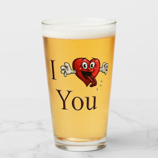 Copo De Pint Eu Amo Você coração bobo (Frente (Preenchido))
