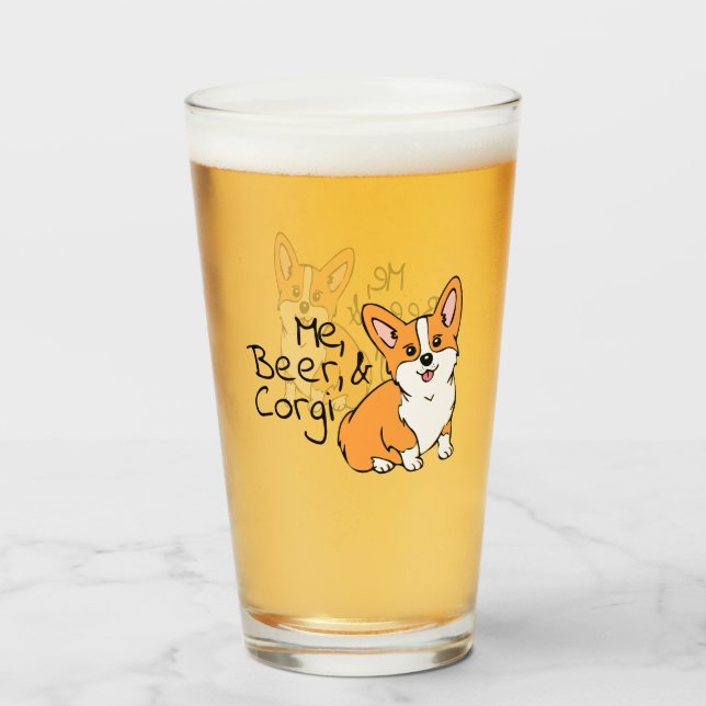 Copo De Pint Eu, Cerveja, e Corgi Beer (Frente (Preenchido))