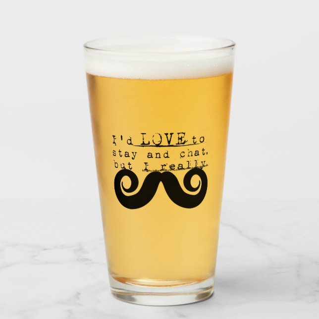 Copo De Pint Eu Devo Bigode Humor Diversão (Frente (Preenchido))