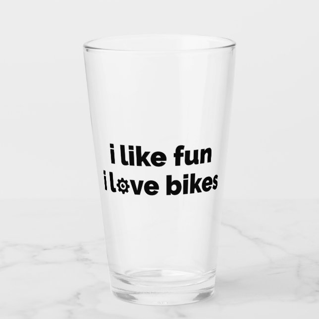 Copo De Pint Eu Gosto de Diversão Eu Amo Bicicletas (Frente)