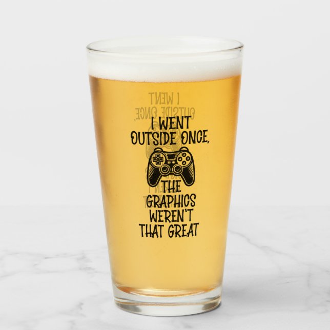 Copo De Pint Eu Saí Lá Fora - Gamer Divertido (Frente (Preenchido))
