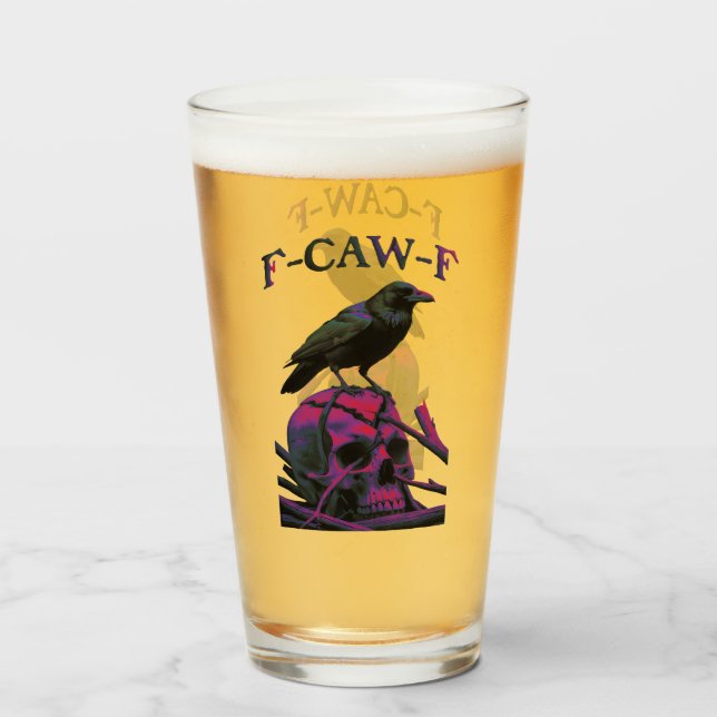 Copo De Pint F-Caw-F Pássaro Negro Engraçado (Frente (Preenchido))