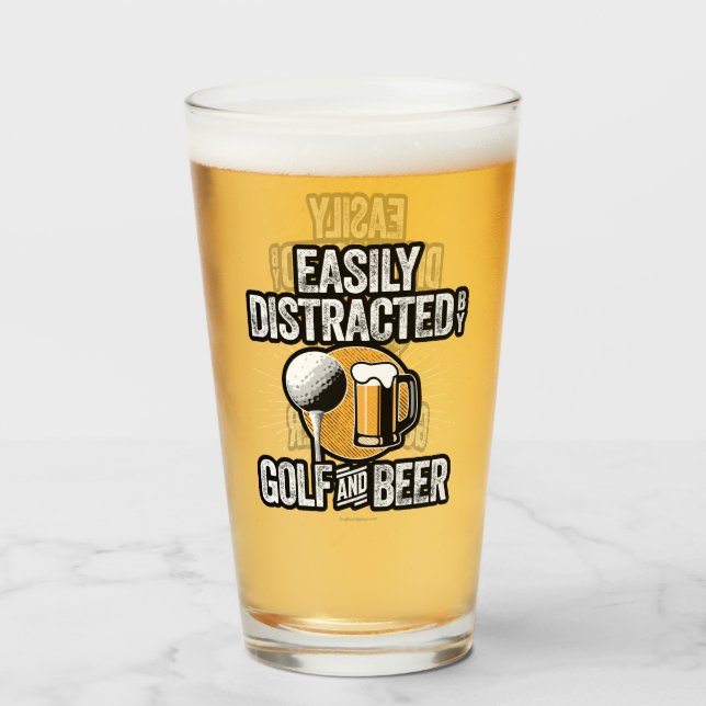 Copo De Pint Facilmente distraído por Golfe e Cerveja (Frente (Preenchido))