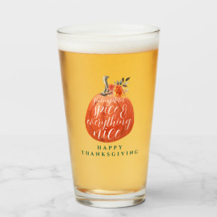 Copo De Pint Fall Autumn Ação de Graças Watercolor Pumpkin