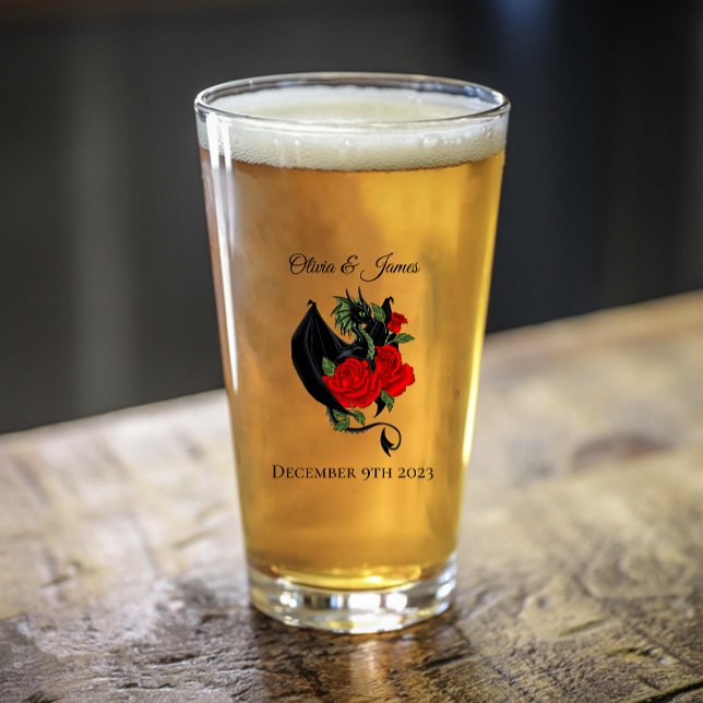 Copo De Pint Fantasia de Rosas vermelhas de Dragão Negro (Criador carregado)