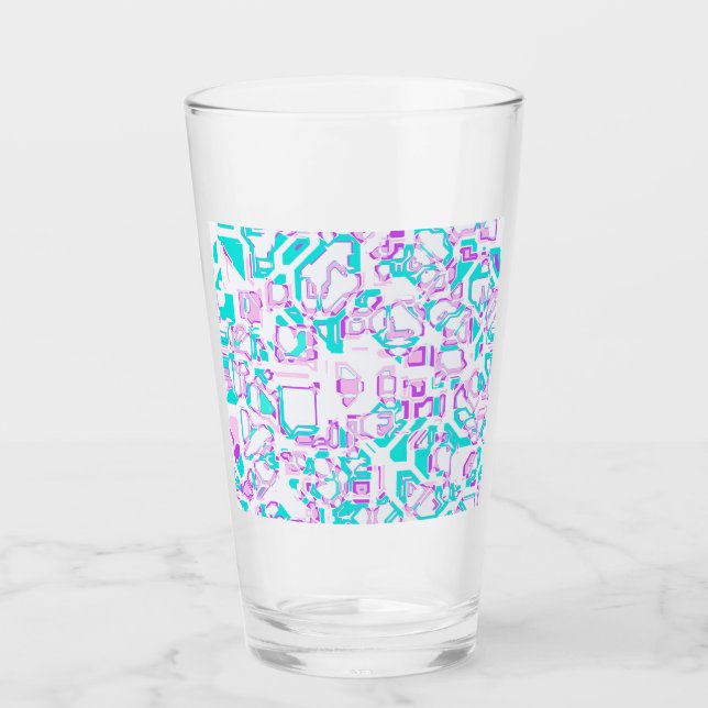 Copo De Pint fantasia louca mapeia branco e aqua (Frente)