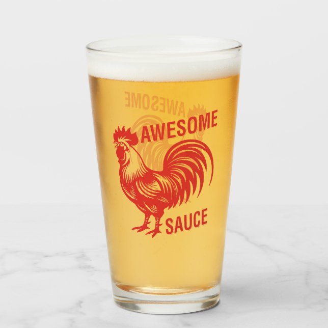 Copo De Pint Fantástico Molho Rooster Engraçado (Frente (Preenchido))