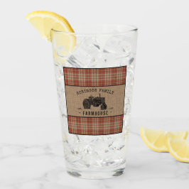 Copo De Pint Farmhouse Russo Trator Red Xadrez Burlap