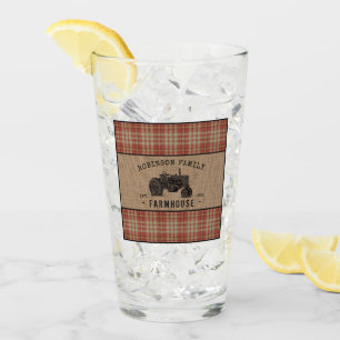 Copo De Pint Farmhouse Russo Trator Red Xadrez Burlap