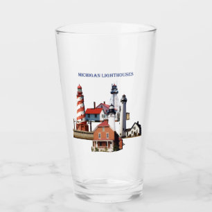 Copo De Pint Faróis de Michigan de vidro