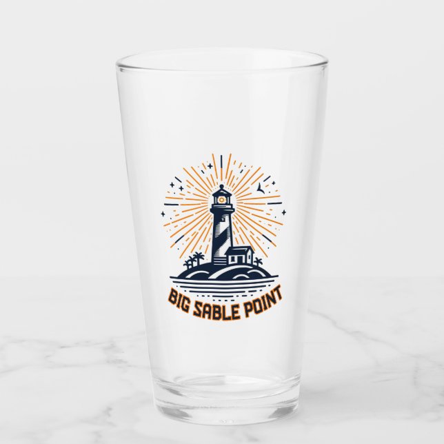 Copo De Pint Farol Big Sable Point ao Nascer do Sol (Frente)