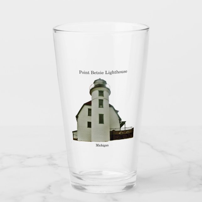 Copo De Pint Farol de Point Betsie em vidro (Frente)