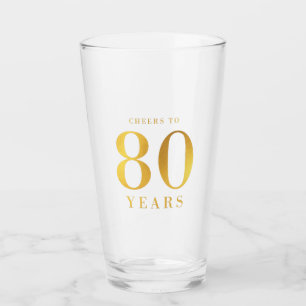 Copo De Pint Faux Dourado Cheers para 80 anos de aniversário