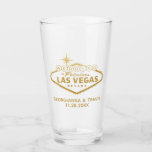 Copo De Pint Favor do Partido Bridal Personalizado de Las Vegas<br><div class="desc">Vidro de cerveja personalizado para um presente de Padrinhos de casamento de Las Vegas Wedding Favor ou Bridal Party com um "casamento fabuloso em Las Vegas" personalizado em ouro falso com nome e personalização de data. Eles também são baratos e espetáculos divertidos! A cor de fundo e as fontes podem...</div>