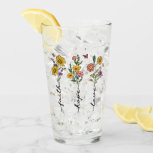 Copo De Pint "Fé-Esperança-Amor" Design Floral Inspiring