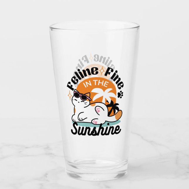 Copo De Pint Feline Fine no Sol - Gato Tropical Relaxado (Frente)