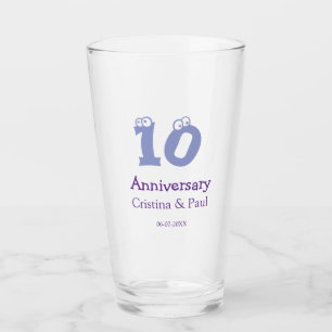 Copo De Pint Feliz 10º aniversário simples nome de casamento mi