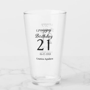 Copo De Pint Feliz aniversário de 21 anos letra negrito simples
