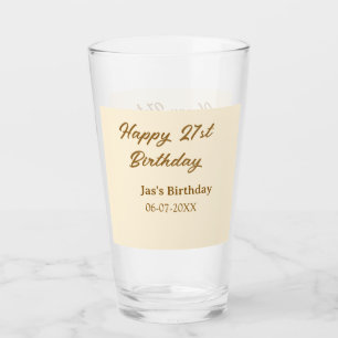 Copo De Pint Feliz aniversário de 21 anos nome data amarelo pas