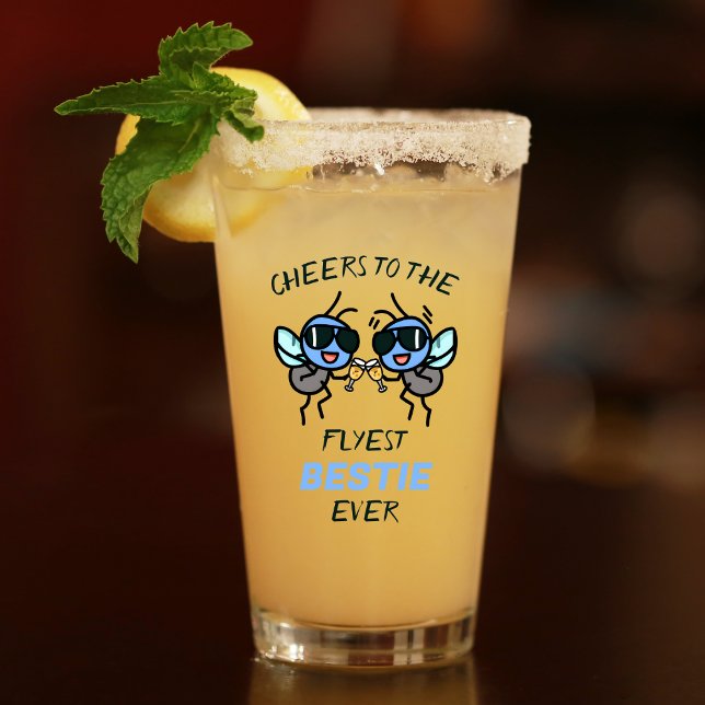 Copo De Pint Feliz Aniversário do Melhor Amigo Feliz (Funny Fly Pun Cheers Best Friend Happy Birthday Glass)