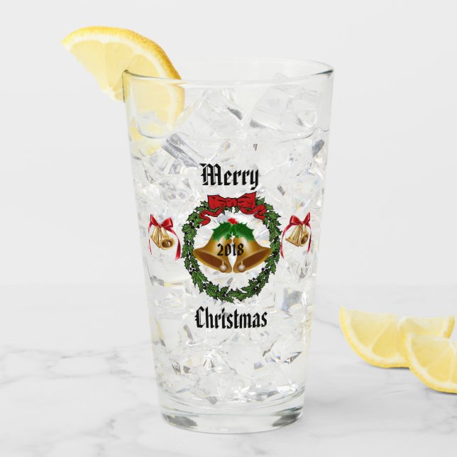 Copo De Pint Feliz Arco de Natal, Wreath e Bells (Gelo frontal)