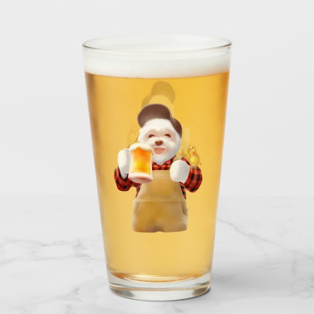 Copo De Pint Feliz Cão Bebendo Cerveja (Frente (Preenchido))