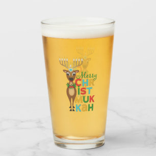 Copo De Pint Feliz Christmukkah Reindeer