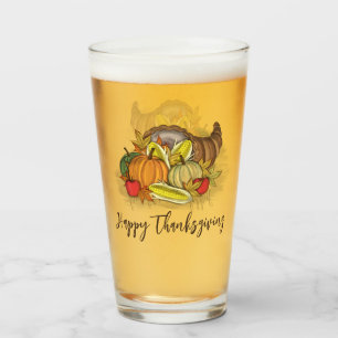 Copo De Pint Feliz Dia de Ação de Graças da Cornucopia do outon