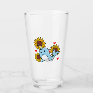 Copo De Pint Feliz Dia dos Namorados com Coração de Girassol