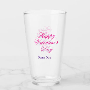 Copo De Pint Feliz dia dos namorados rosa roxo xoxo amor nome c