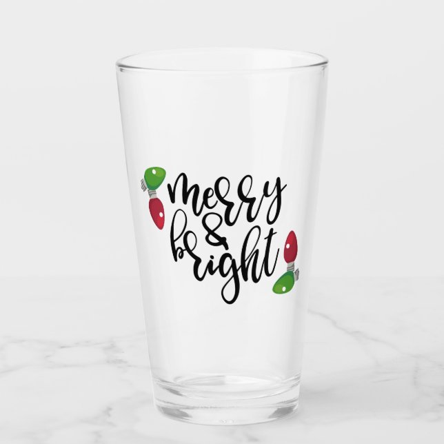 Copo De Pint Feliz e Bright Christmas Tumbler (Frente)
