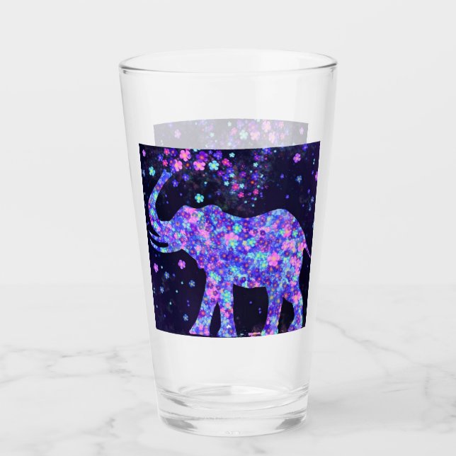 Copo De Pint Feliz Flores, Elefante Vidro (Frente)