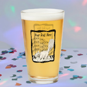 Copo De Pint Feliz Gato Branco sobre Piano Black Frame Music No