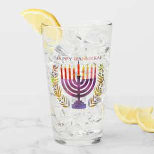 Copo De Pint Feliz Hanukkah Glass Tumbler