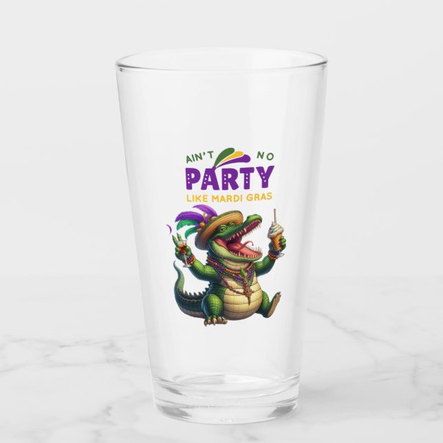 Copo De Pint Feliz Mardi Gras Alligator (Frente)