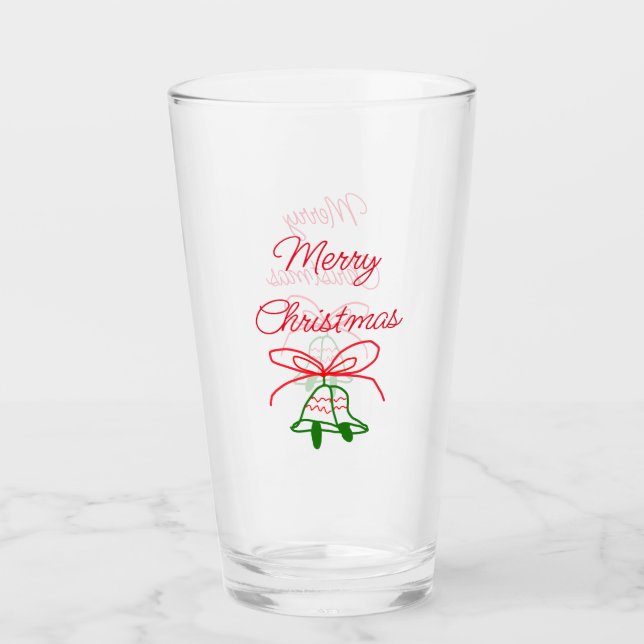 Copo De Pint Feliz Natal arco verde-jingle na moda (Frente)