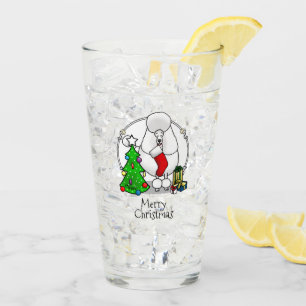 Copo De Pint Feliz Natal Árvore 2 Poodle (branco)