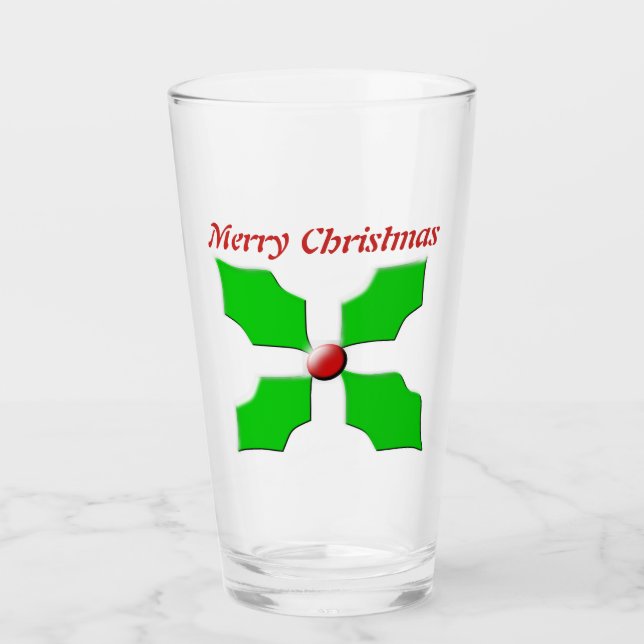 Copo De Pint Feliz Natal Holly Personalizado (Frente)