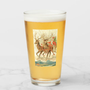 Copo De Pint Feliz Natal (Papais noeis e sua Reindeer)