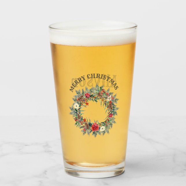 Copo De Pint Feliz Natal Personalizado com Feriado (Frente (Preenchido))