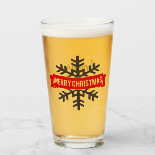 Copo De Pint Feliz Natal Personalizado com Floco de Neve