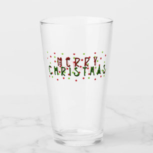 Copo De Pint Feliz Natal personalizado com pontos vermelhos/ver